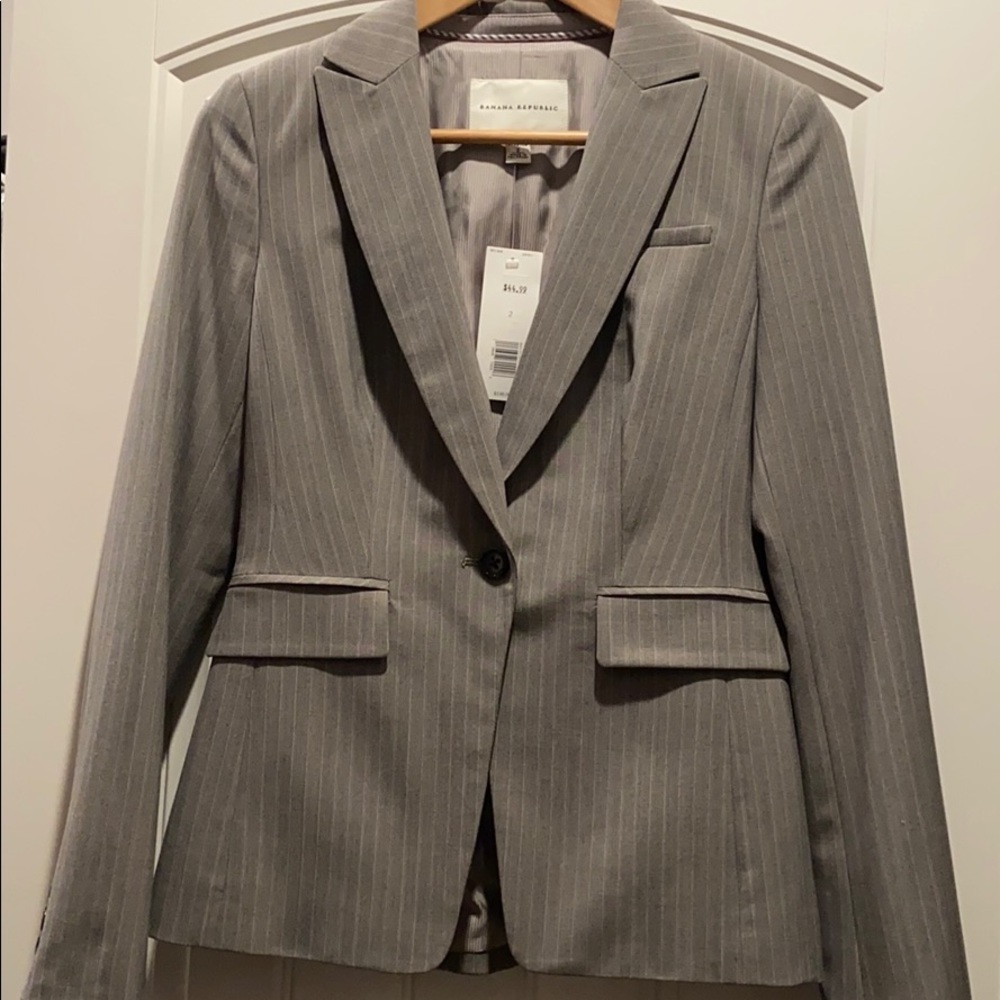 NEW Banana Republic Stretch Grey Blazer Suit Sz 2